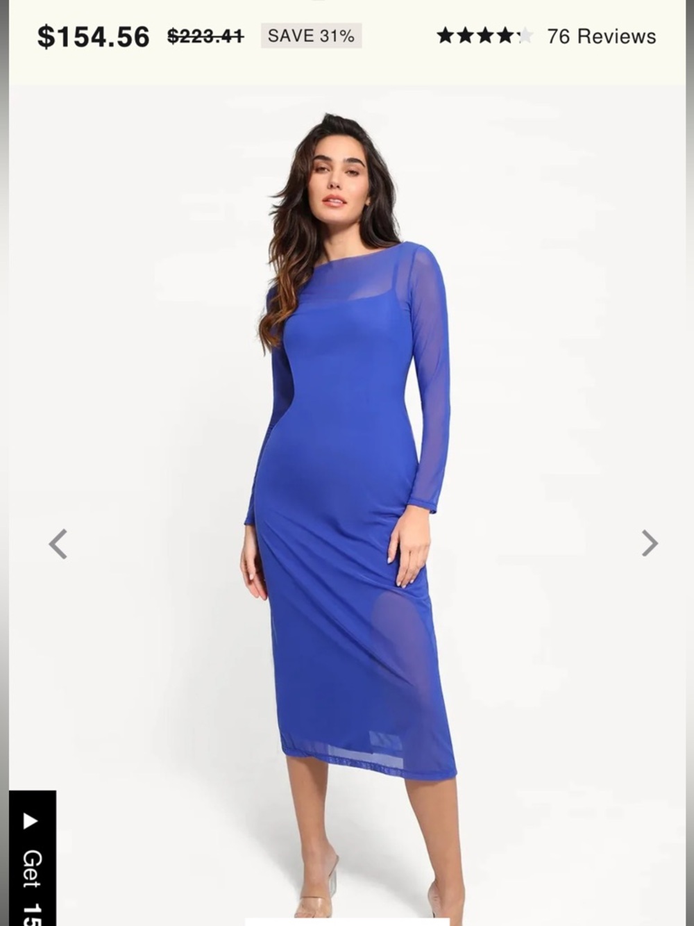 2 piece set - Royal Blue Sheer dress + -Midi Dress